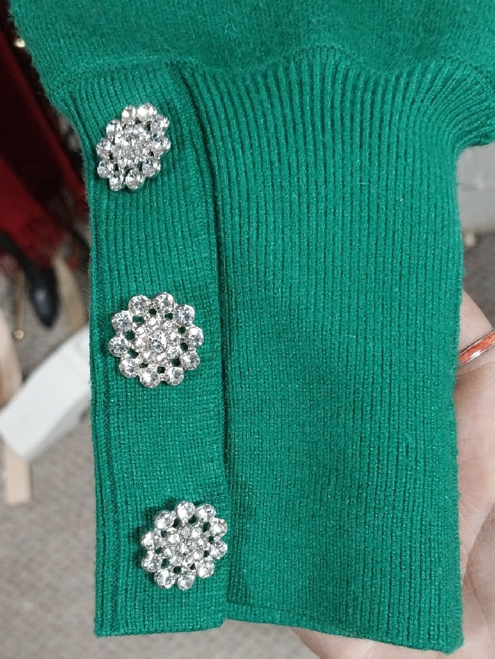 Tahari Emerald Green Knit Mock Neck Sweater - Picture 2 of 4
